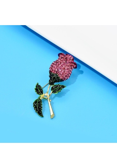 Mor Blucome Rhinestone Çiçek Broş Kadınlar Için Parlayan Kıvılcım Pin Lale Gül Aksesuarları Yeni 2023