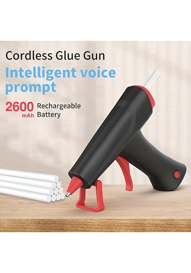 Honeybeeshop Siyah 2600mah Kablosuz Sıcak Tutkal Tabancası Taşınabilir Şarj Edilebilir Lityum Pil Dıy El Sanatları Okul Projeleri