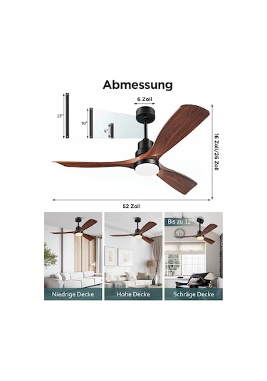 132 Cm Tavan Vantilatörü Ve Led Aydınlatma,sessiz Dc Motor, Uzaktan Kumanda