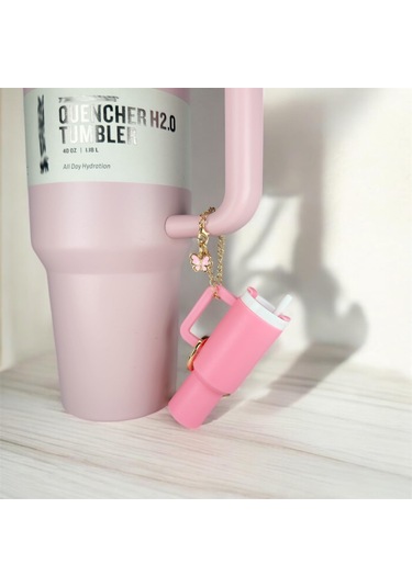 Monyee Mini Kupa Anahtarlık, Çift Yönlü Kullanim, Açelya Ve Çiçek Takıları, Lipstick/lip Balm Taşıyıcı, Akrilik+alloy Malzeme