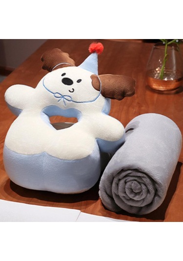 Homyl Ofis Masası Yastık Seyahat Yatak Odası Kanepe Için Çok Kahverengi Kulaklı Battaniye