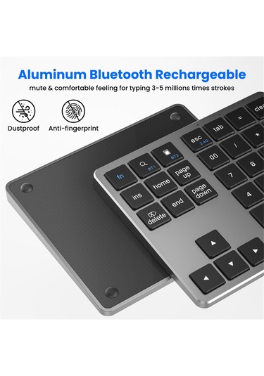 2.4g Bluetooth Sayısal Tuş Takımı Ultra İnce Kablosuz Sayısal Tuş Takımı Siyah