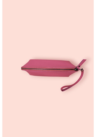 Modica Milan - Hakiki Deri Makyaj Ve El Çantası Kompakt Tasarım, Şık Ve Dayanıklı El Tutma Sapıyla Pembe