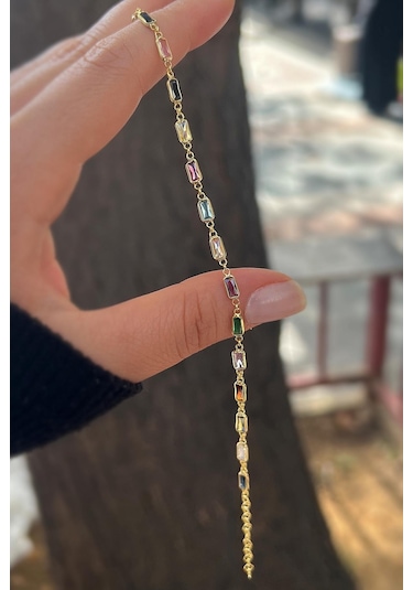 Gümüş Altın Kaplama Renkli Taşlı Bileklik Cm56e232 Diğer 92511680