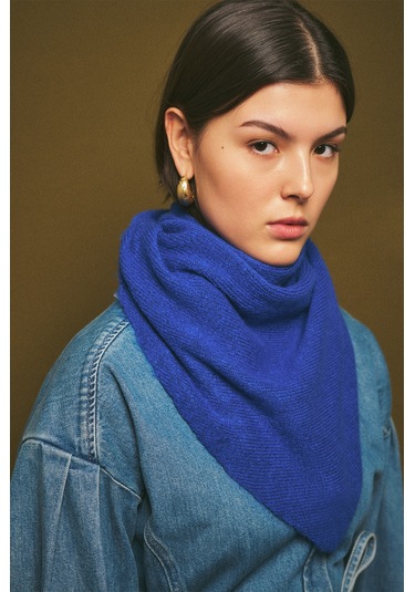 Üçgen Formlu Atkı Mavi Aw25atk00007-22 Mavi