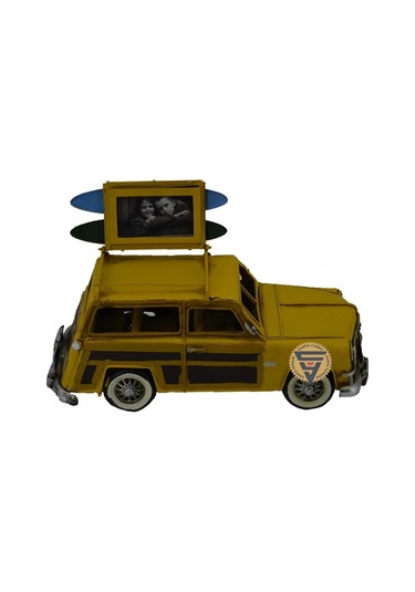 Dekoratif Nostaljik Metal Land Rover Rustik Otomobil Sarı