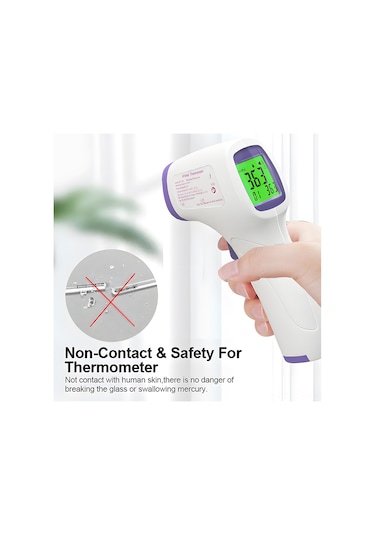 Leezsing Beyaz Dürtme Yok Entegre Termometre - Lcd Ekran, Üç Renkli Arka Işık, 1 Saniye Ölçüm, 32 Veri Depolama, 3-5cm Mesafe, Otomatik Kapatma