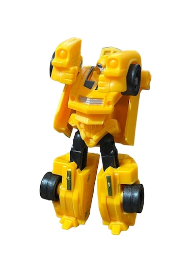 Super Warrior Mini Plastik Gövdeli Dönüşebilen Robot Araba 7.5 Cm Sarı