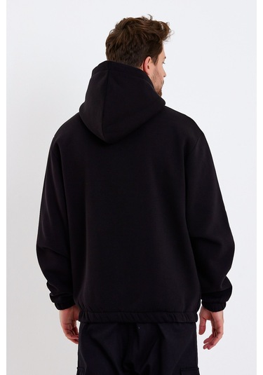 JAHR MARC Nakışlı Oversize Siyah Erkek Sweatshirt Siyah