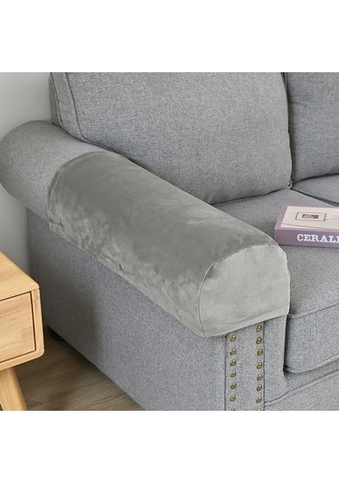 Geeksen Ev İçin Gri Yumuşak Kumaş Koltuk Kol Hattı Koruması - Yıkanabilir, Kaymaz, Dört Mevsim Kullanıma Uygun, 10 Adet Çivi İçeren Set AÇIK GRİ