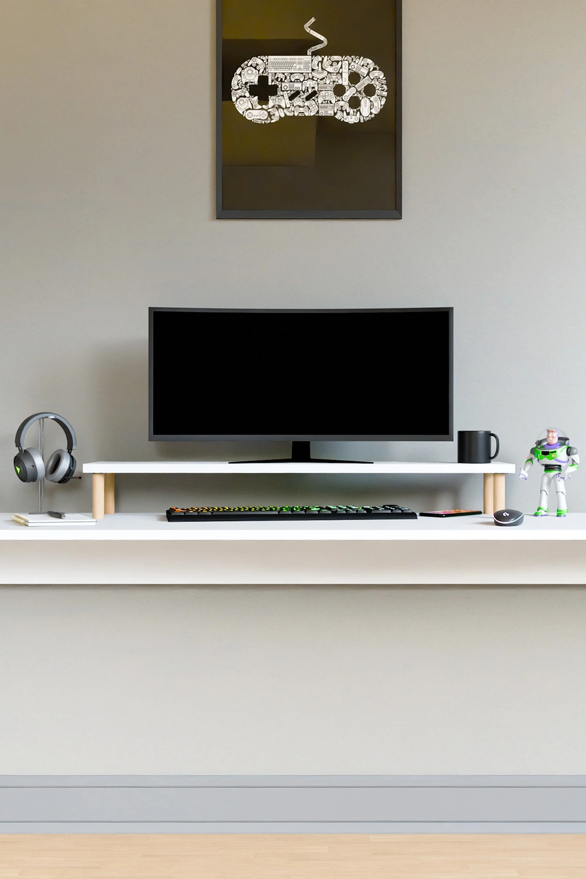 Moyo Monitör Yükseltici, Ekran Yükseltici, Masa Üstü Organizer Beyaz