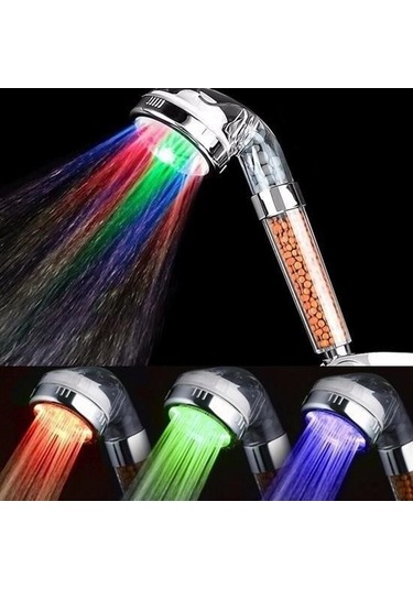 Mcg Renk Değiştiren Led Işıklı Su Tasarruflu Basınçlı Duş Başlığı Renkli