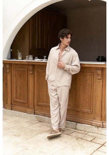 Mai Collection Mai Studios Co. Jonathan Erkek Bej Gömlek Pantolon Takım Bej