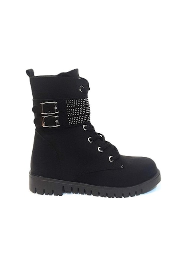 Fiyra Ign11 Siyah Zümrüt Taşlı Süslü Kız Çocuk Bot Siyah