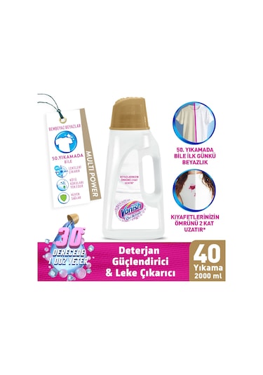 Vanish Oxi Action Kristal Beyaz Deterjan ve Leke Çıkarıcı Sıvı 2000ml