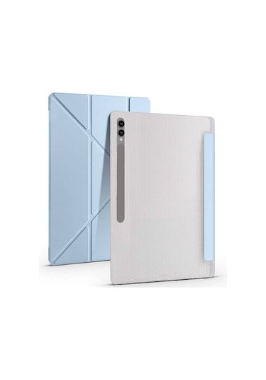 Galaxy Tab S9 Ultra Kılıf Uyumlu Zore Tri Folding Kalem Bölmeli Standlı Kılıf-rose Gold Tablet Kılıfı