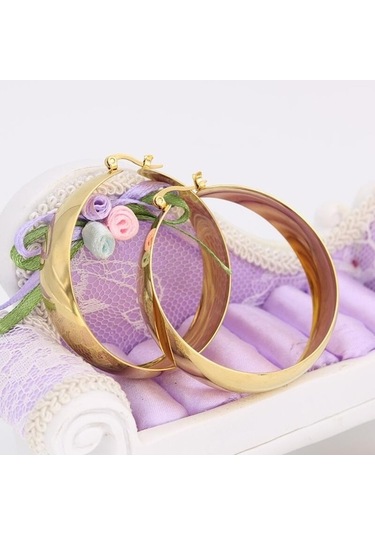 Novahub Altın Avrupa Ve Amerikan Moda Abartılı Titanyum Çelik Küpe Paslanmaz Çelik Geniş Kenar Büyük Kulak Hoop Trend Yuvarlak Küpe Altın Altın