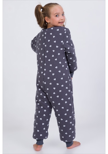 Kız Erkek Çocuk Kalın Elyaf Dolgulu Premium Kalite 2.5 Tog Desenli Uyku Tulumu Antrasit - Gri