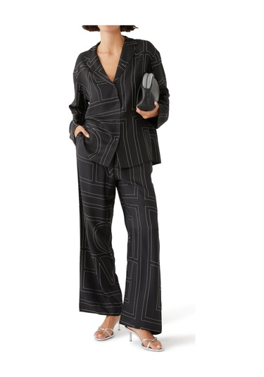 Toteme Şık Monogram Ipek Pijama Üstü Siyah