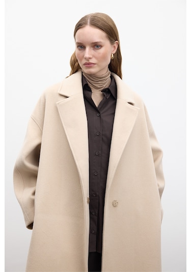 Düz Kapama Kaşe Kaban Deve Tüyü Deve Tüyü