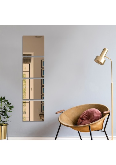 Decorıta Ayna - 4'Lü Takım Kare Ayna - 20Cm X 20Cm Şeffaf