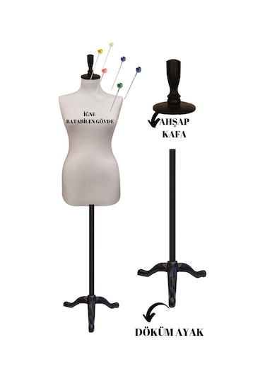 Döküm Ayaklı 38 Beden Sünger İğne Batabilen Terzi Prova Mankeni B