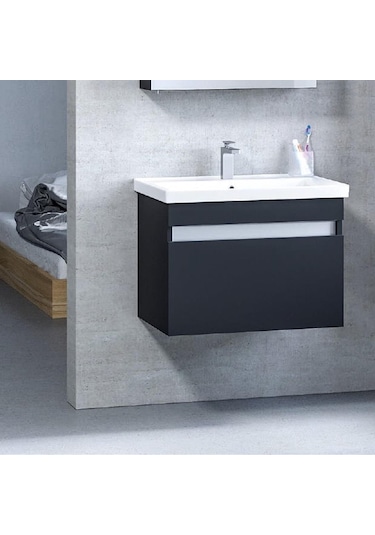 Denko More 65 Cm Mdf Siyah Banyo Dolabı Takımı Siyah