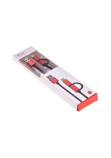 Sandwich Huawei Kırmızı Type-c & Micro-usb 2'li Veri Kablosu - Hızlı Şarj & Transfer, 1m, Dayanıklı