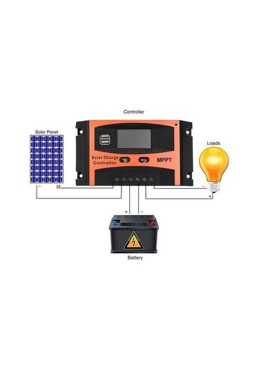 12 Voltaj/24 Voltaj Otomatik Tanınan Güneş Kontrol Cihazı Güneş Paneli Akü Regülatörü Çift Usb Lcd Ekranlı Güneş Kontrol Cihazı