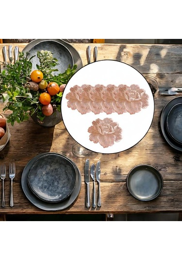 Suntek 6 Adet Çiçek Placemat Pvc Batı Tatil Gül-altın Gül Altın