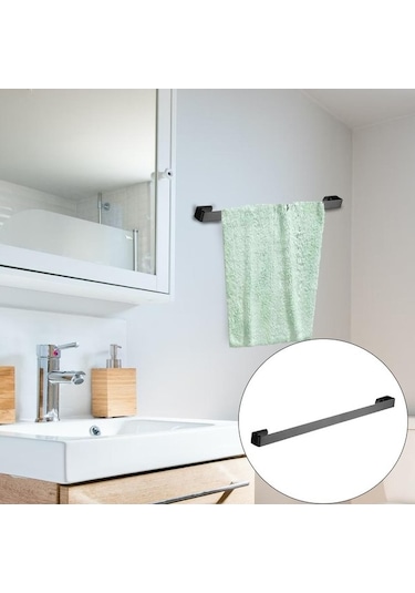 Bosphorusboutique02 Suntek Duvara Monte Tuvalet Havlu Askısı, Bar Askı, Siyah, 30cm, Mutfak/küçük Banyo Siyah