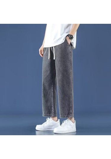 Erkek İlkbahar/yaz 2025 Yeni Kısa Kot Pantolon Gri