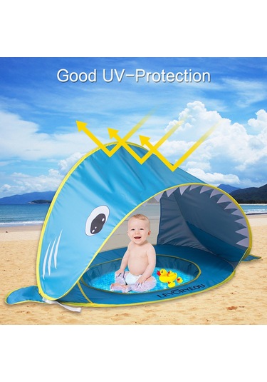 Padalink Hızlı Kurulumlu Çocuk Plaj Çadırı - Uv Koruma Ve Böcek Önleyici, Mavi, Taşınabilir Tasarım Mavi