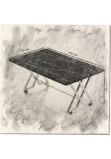 Makbulce Reyyan Orta Sehpa Siyah Metal Ayak Tekerlekli Beyaz