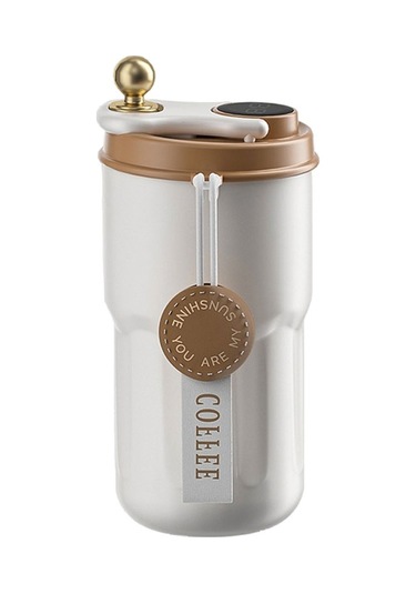 Sımıcg 420ml Kahve Termal Kupa Ekran Sıcaklığı Termos Bardak Beyaz