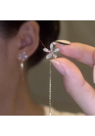 Wezone Zarif Tasarım Çiçek Desenli Uzun Tassel Küçümseme Dikişli Kolye, Moda Aksesuar, Unik Stili Yansıtan防丢 Tasarım, Toptan Satış Diğer