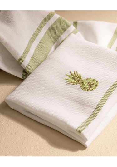 Grenade Nakışlı 2'li Pamuklu Kurulama Bezi - Beyaz/yeşil 8684427202180 Çok Renkli
