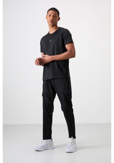 Tommy Life Siyah Polyester Dokulu İnce Esnek Standart Fit Erkek Performans T-shirt - 88387 001