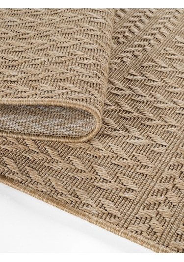Sisaluna 4443 Bej Jüt Tabanlı Modern Dokuma Kilim Sisal Hasır Halı Bej