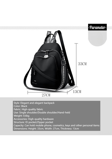 Xiyyadms Hafif Ve Şık Çok Katmanlı Nylon Sırt Çantası - Büyük Kapasiteli Ve Kullanışlı Tek Omuz Çanta Siyah Siyah