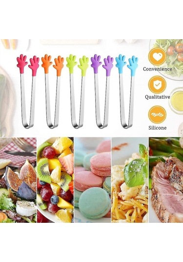 Çocuklar İçin Renkli Silikon Mini Maşalar Yemek Ve Buz Küpleri Servis Ediyor B