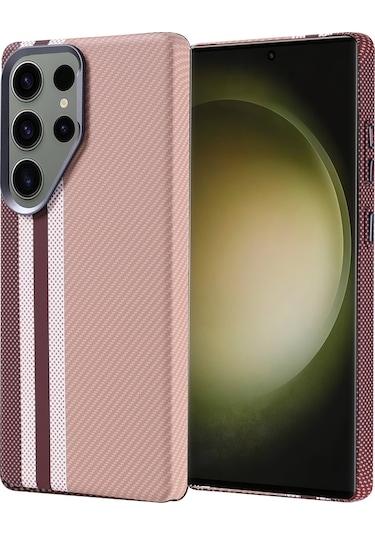 Galaxy Uyumlu S25 Ultra Kılıf Magsafe Şarj Özellikli Karbon Fiber Görünümlü Nekst K Altın Altın