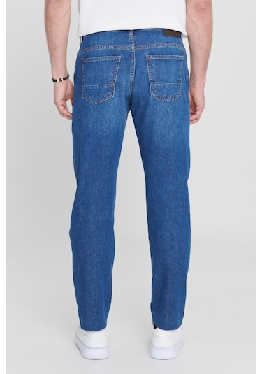 AC&Co / Altınyıldız Classics Erkek Mavi Comfort Fit Geniş Kesim Pamuk Denim Jean Kot Pantolon 4A0123200011MAV40