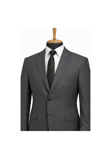 Dekosan Erkek Regular Fit Baba Çizgili Takım Elbise - 7554 Füme