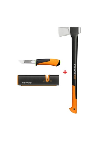Fiskars Yarma Baltası Xl X25 + Bileyicili Ağır İş Bıçağı + Balta Ve Bıçak Bileyici