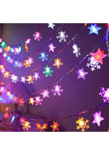 Youtek Renkli Led Yıldız Işık Zinciri, Usb Sürekli Açık, 6m 40 Işık, Piknik Çadır Noel Dekorasyonu Diğer