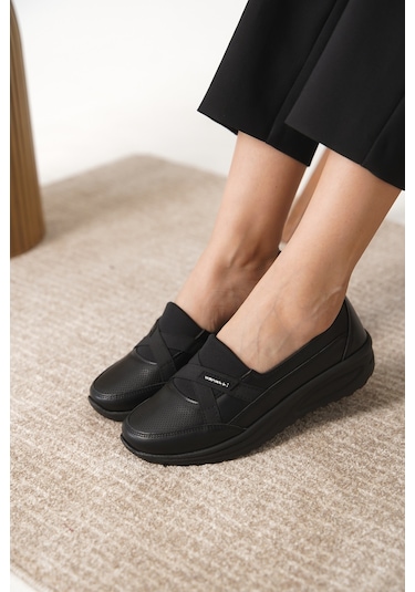 Garantili D0312 Günlük Ortopedik Kadın Babet Ayakkabı Siyah