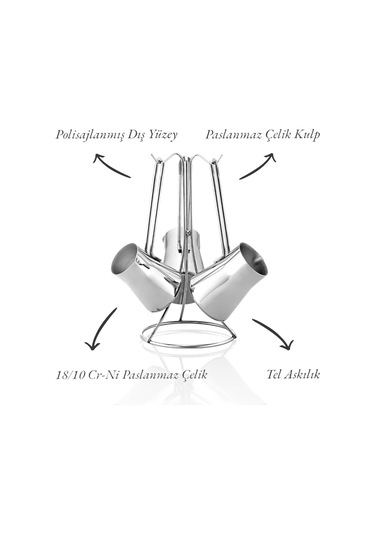 Enashop 3 Lü Şık Cezve Takımı 18/10 Paslanmaz Çelik 1. Sınıf Kalite, Kontrolden Geçmiştir Bfa