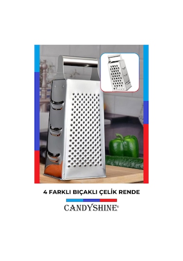 Paslanmaz Çelik Rende Lüks Pratik 4 Yönlü Ergonomik Çelik Rende