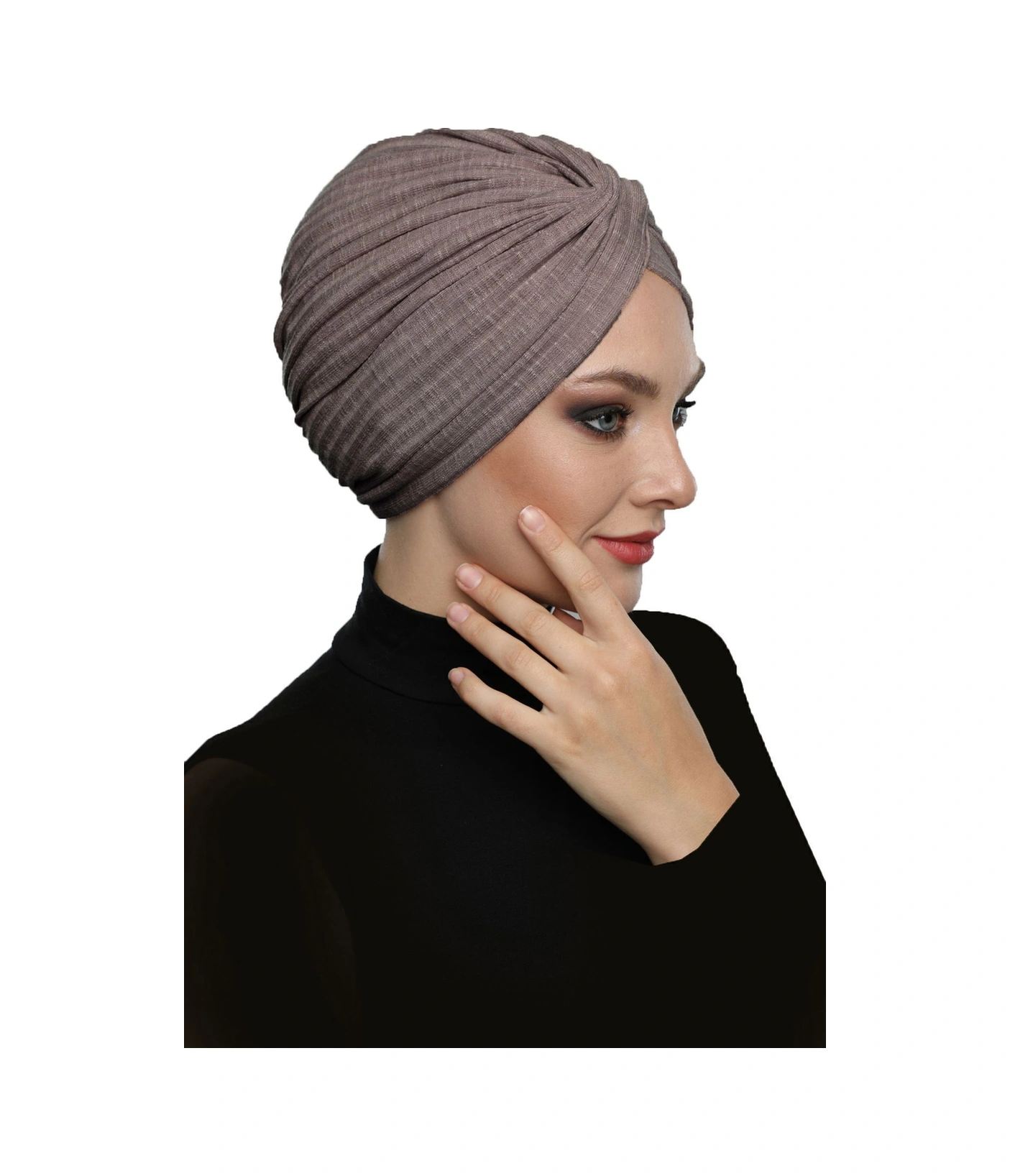 Çapraz Penye Astarlı Hibiskus Rengi Hazır Türban Tesettür Havuz Bonesi Hibiskus